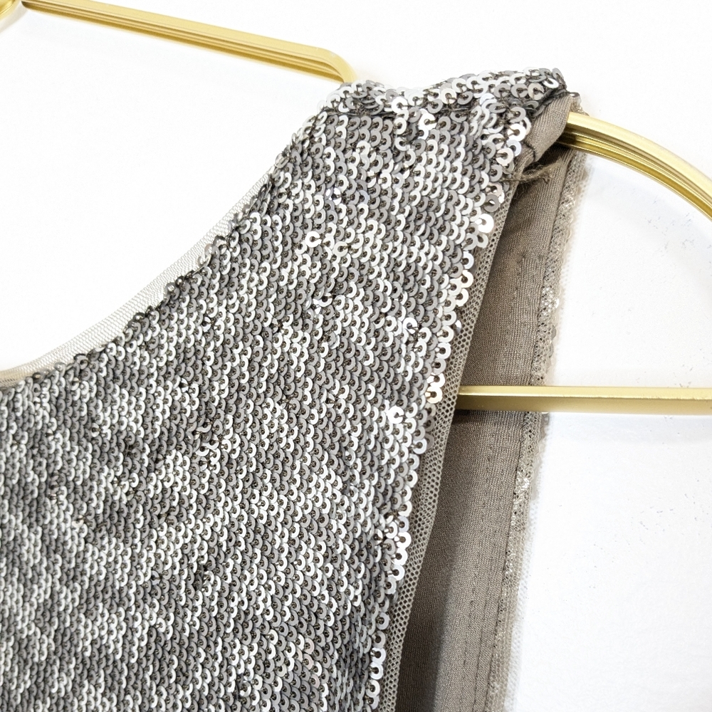 NTW White House Black Market Medium Petite Sparkly Silver Sequin Sheath Dress‎ - Picture 4 of 8